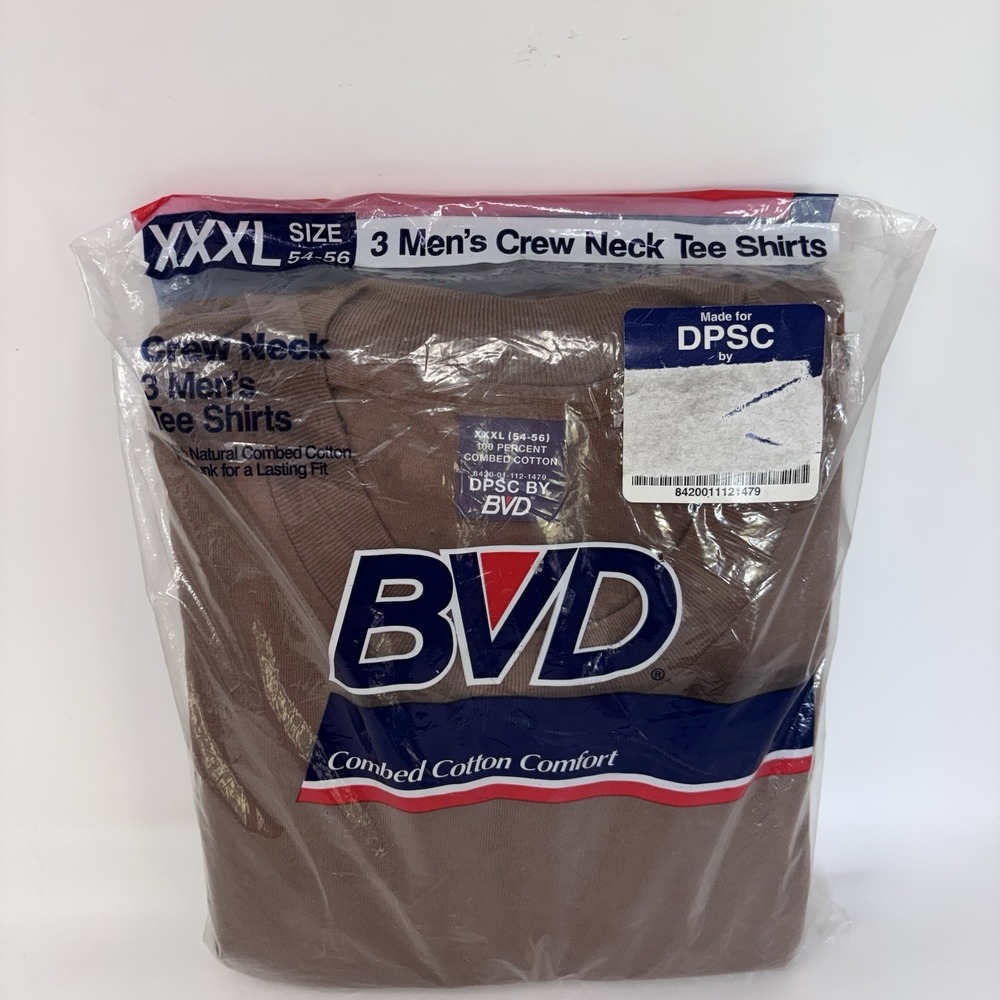 Vintage U.S. Military Issue BVD Men's Size XXXL T-Shirts (3-Pack) Brown Cotton